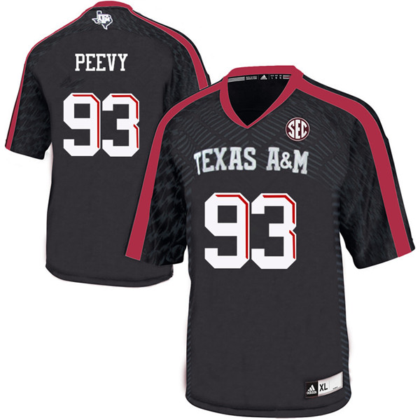 Men #93 Jayden Peevy Texas A&M Aggies College Football Jerseys Sale-Black